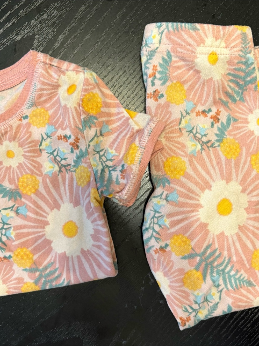 Matilda Jane Pink Floral Daisy Pajama Set with Yellow Accents